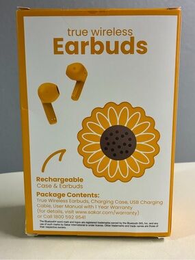 Yellow True Wireless Earbuds with Charging Case